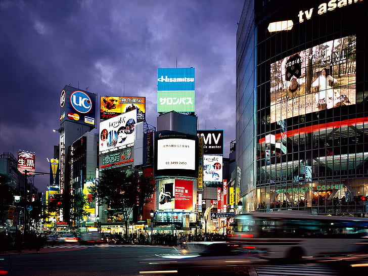 東京の夜の建物通りHD、ピカデリーサーカスウェストミンスター、夜、建物、都市景観、通り、東京、 HDデスクトップの壁紙
