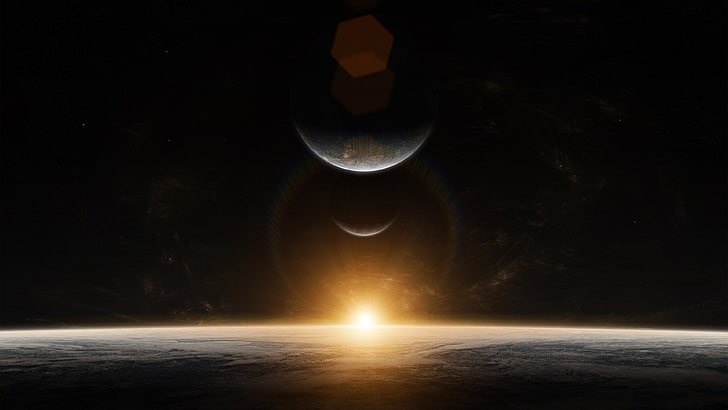 eclipse illustration, space, planet, HD wallpaper
