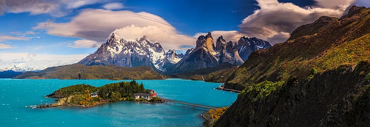 nature, landscape, mountains, panorama, panoramas, panoramic view, Chile, Patagonia, lake, HD wallpaper
