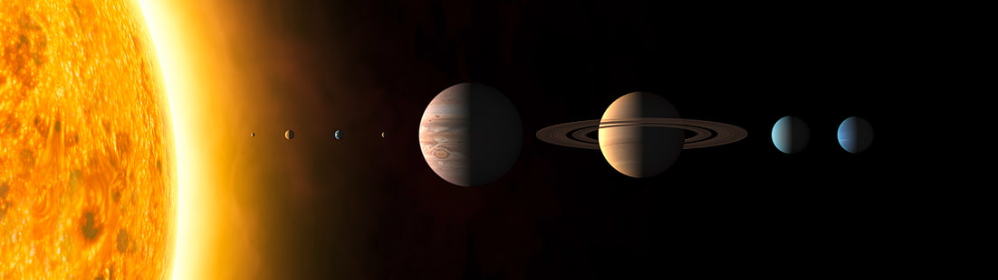 توضيح النظام الشمسي ، العرض المتعدد ، الكوكب ، الفضاء ، النظام الشمسي ، الشمس، خلفية HD HD wallpaper