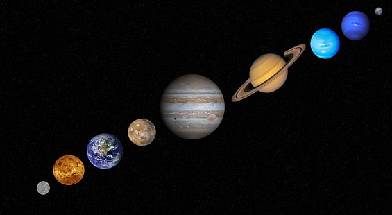 Planètes, alignement planétaire, Espace, Terre, Mercure, Vénus, Mars, Jupiter, Saturne, Neptune, Pluton, Solaire, Système, Planètes, Fond d'écran HD HD wallpaper