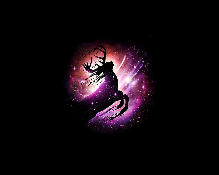 rein deer illustration, deer, animals, stars, artwork, HD wallpaper