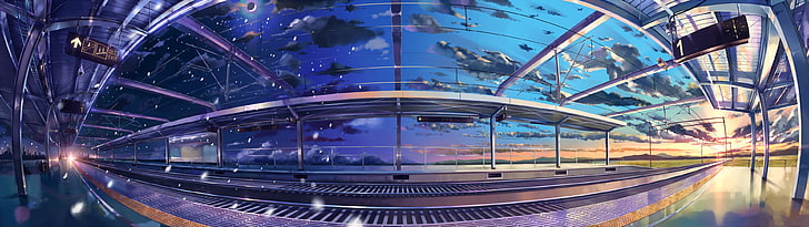 ภาพพาโนรามาของอาคารสถานีรถไฟจอแสดงผลหลายจอ, วอลล์เปเปอร์ HD