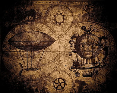 Luftschiffe, Grunge, Steampunk, HD-Hintergrundbild HD wallpaper