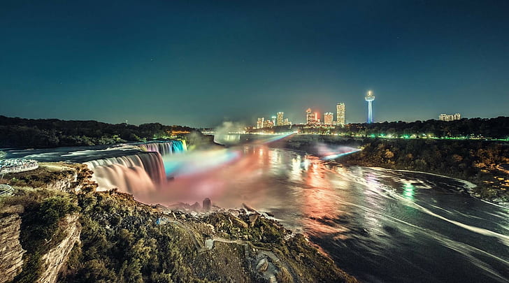 Cascate del Niagara di notte, cascate del Niagara, notte, meglio, Sfondo HD