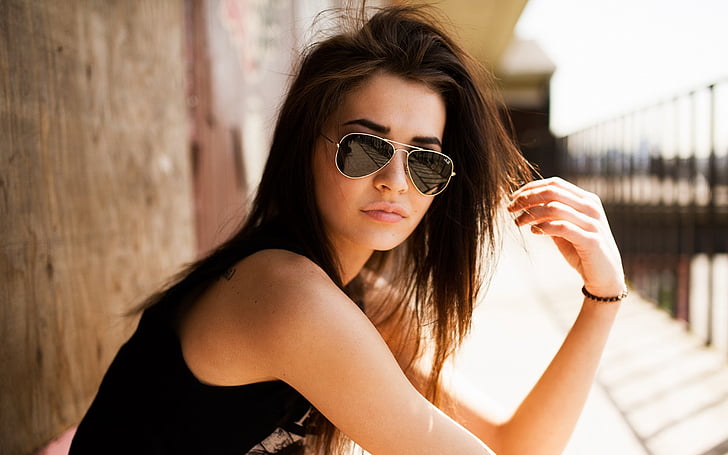 beautiful, beauty, girl, sunglasses, woman, HD wallpaper