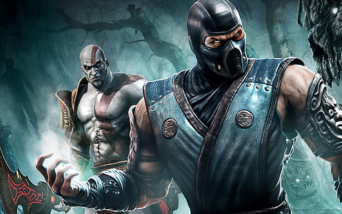 Mortal Kombat Kratos Sub-Zero HD、sub-zeroおよびmortal kombatのkratos、ビデオゲーム、mortal、kombat、zero、kratos、sub、 HDデスクトップの壁紙 HD wallpaper