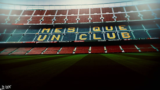 зелено-серый стадион обои, Барселона, Камп Ноу, футбольный стадион, HD обои HD wallpaper