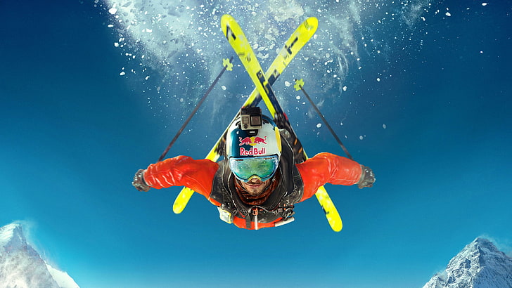 aşırı spor, dik kayak, macera, gökyüzü, tepe, eğlence, panoları, kış sporları, kar, eğlence, serbest stil kayak, atlama, kayak, tatil, HD masaüstü duvar kağıdı