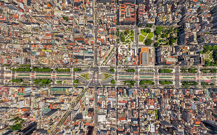 Буенос Айрес, Аржентина, град, градски пейзаж, въздушен изглед, въздушен, птичи поглед, път, HD тапет