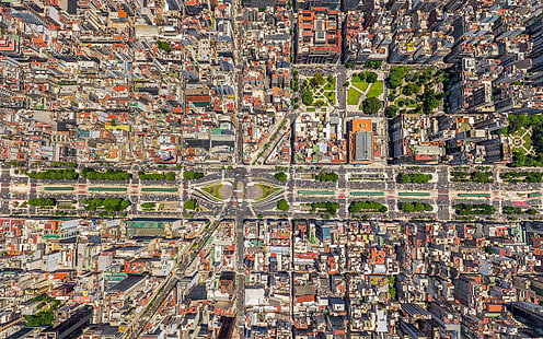 Buenos Aires, Argentina, città, paesaggio urbano, vista aerea, aerea, vista a volo d'uccello, strada, Sfondo HD HD wallpaper