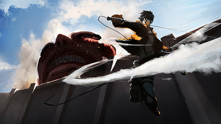 Anime, Angriff auf Titan, Kolossaler Titan, Eren Yeager, HD-Hintergrundbild