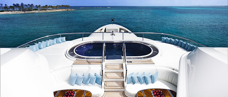 stile, piscina, yacht, coperta, suite, lussuoso mega motor yacht, Sfondo HD