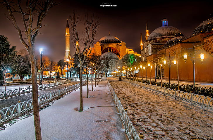 Hagia Sophia, Sultanahmet, Instanbul, árvores marrons, hd, melhor, Hagia Sophia, Sultanahmet, Instanbul, HD papel de parede