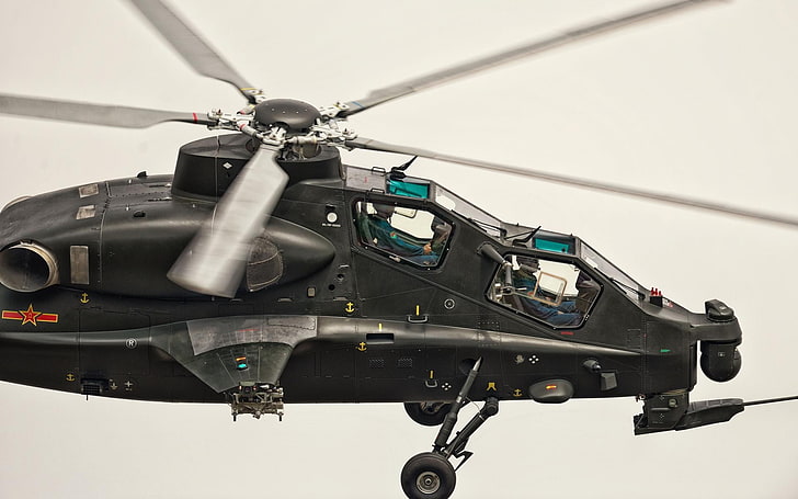 helikopter militer abu-abu dan hitam, CAIC Z-10, helikopter, pesawat terbang, Wallpaper HD