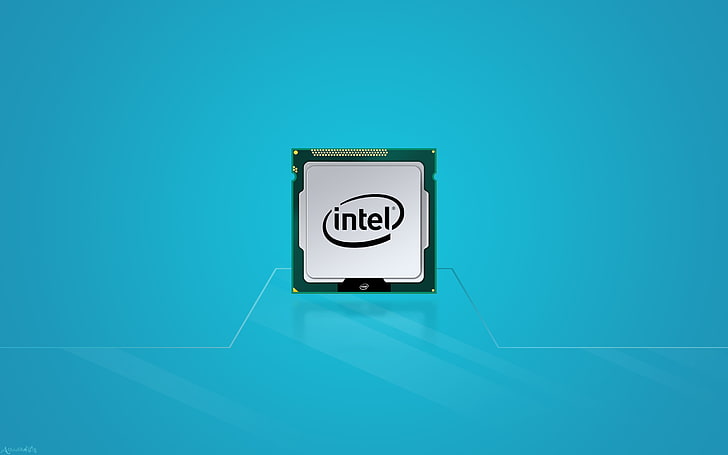 Intel PSD Icons Pack, gray Intel computer processor, Computers, Intel, blue, computer, background, HD wallpaper