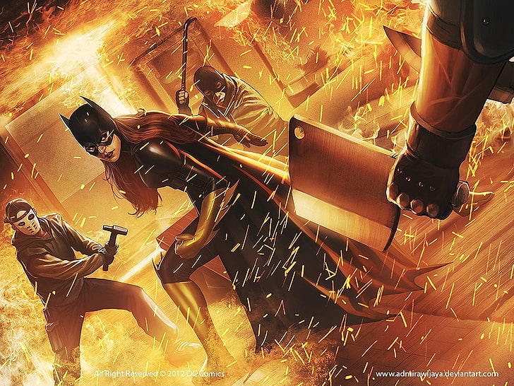Scène de combat Cat Woman, Batgirl, super-héroïnes, DC Comics, Fond d'écran HD