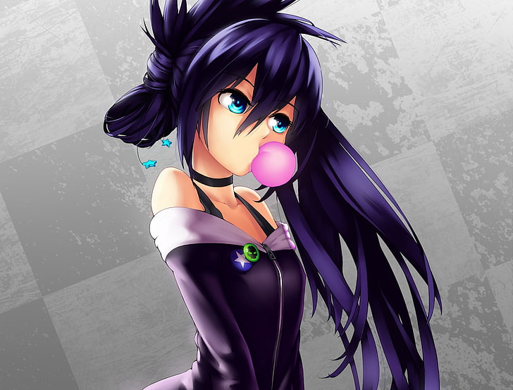 purple haired female anime character illustration, araneus, anime, arrows with black rock, black rock shooter, mato kuro, HD wallpaper