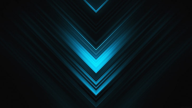 wallpaper hitam dan biru, seni digital, garis, Wallpaper HD