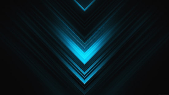 carta da parati nera e blu, arte digitale, linee, Sfondo HD HD wallpaper
