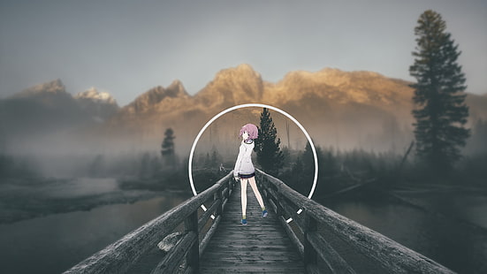 desaturated, natur, anime, suddig, anime flickor, HD tapet HD wallpaper