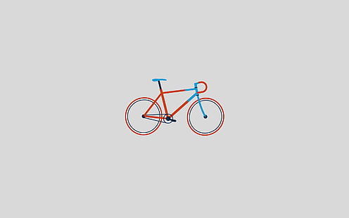 ilustração de bicicleta vermelha e azul, bicicleta, esportes, desenho, minimalismo, HD papel de parede HD wallpaper