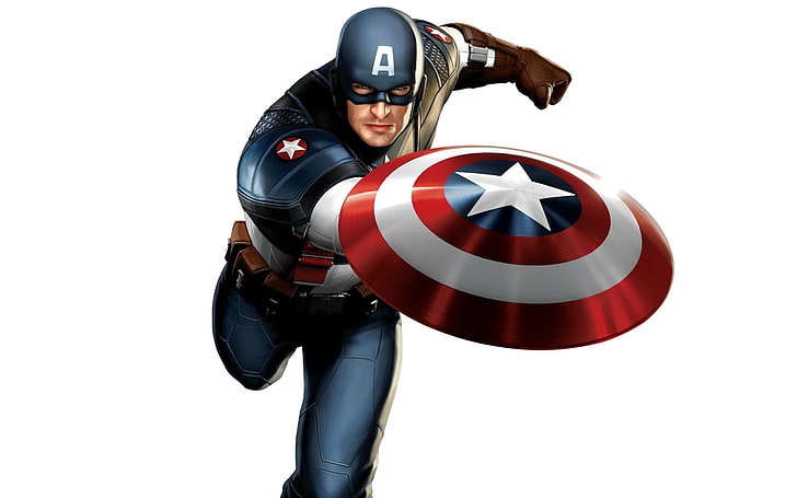 Marvel Capitão América, Capitão América, escudo, fundo branco, Marvel Comics, HD papel de parede