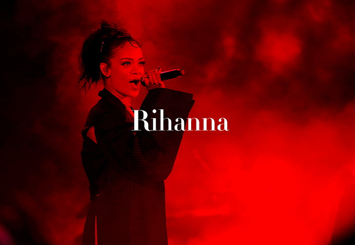 foto Rihanna memegang mikrofon, Rihanna, Konser langsung, HD, 4K, Wallpaper HD