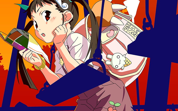 Seri Monogatari, gadis anime, Hachikuji Mayoi, anime, twintails, Wallpaper HD
