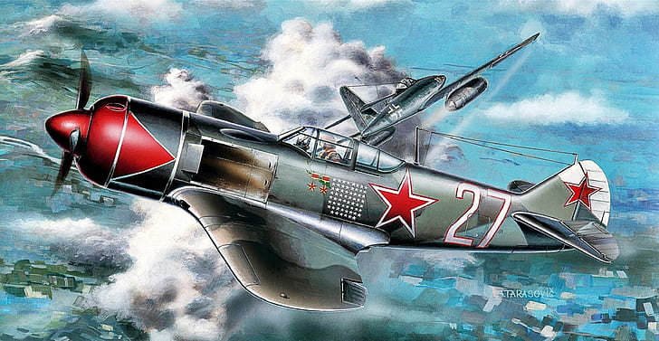 La-7、第二次世界大戦、ドイツ空軍、Me.262A-1a、ターボジェット、赤軍空軍、I。N.コジェドゥブ、 HDデスクトップの壁紙