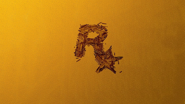 Rock Star logo, gold, Rockstar Games, HD wallpaper
