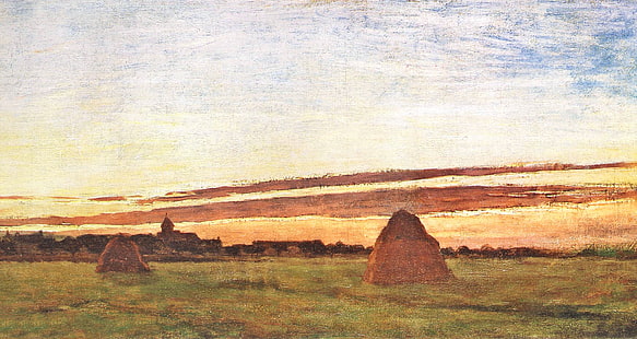 paisaje, imagen, Claude Monet, Pajares en Chailly al amanecer, Fondo de pantalla HD HD wallpaper