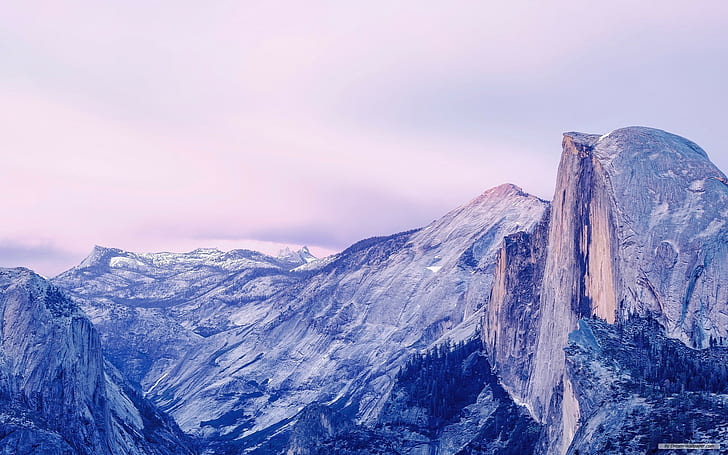 góry, Park Narodowy Yosemite, klif, krajobraz, zima, Kalifornia, Tapety HD
