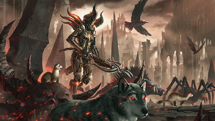 Diablo, Diablo III, Armor, Crossbow, Demon Hunter (Diablo III), Wolf, HD wallpaper