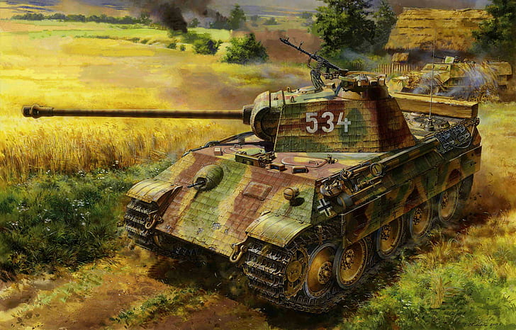 เยอรมนี, Panzerkampfwagen V Panther, WW2, อาวุธรถถัง, ภาพวาด, Ausf.A, วอลล์เปเปอร์ HD