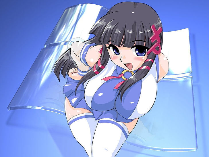 black haired female anime character vector art, Anime, Os-tan, HD wallpaper