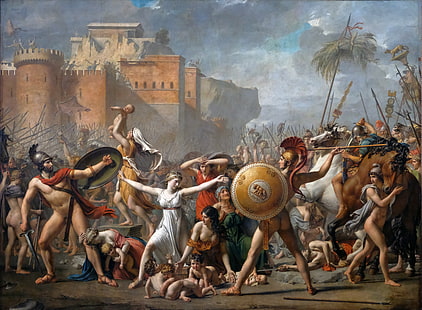 L'enlèvement des Sabines, Rome antique, Jacques-Louis David, Fond d'écran HD HD wallpaper