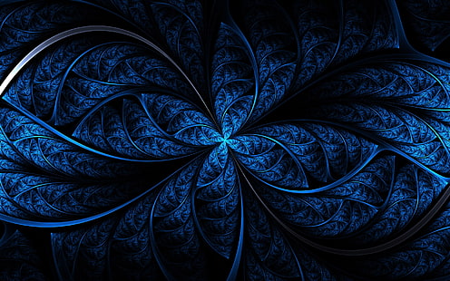 arte abstracto, fractal, azul, digital, Fondo de pantalla HD HD wallpaper