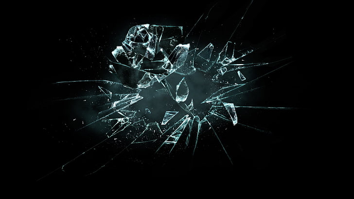 broken glass wallpaper, rose, Broken Flower, shards of glass, The broken flower, HD wallpaper