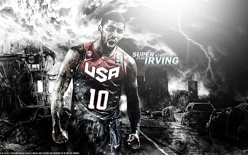 Game Kyrie Irving, kyrie irving, bola basket, nba, usa, Wallpaper HD HD wallpaper