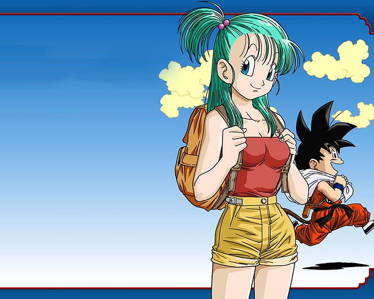 Fondo de pantalla de Dragon Ball Bulma y Goku, niña, linda, sonrisa,  mochila, Fondo de pantalla HD | Wallpaperbetter