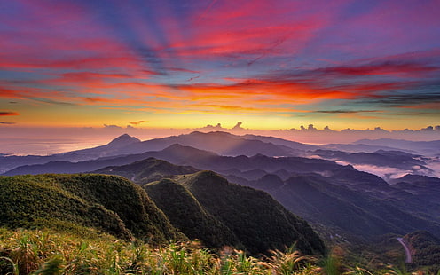 Paesaggi Montagne Nebbia Cielo Sfondo Gratuito, alba - tramonto, sfondo, paesaggi, montagne, Sfondo HD HD wallpaper