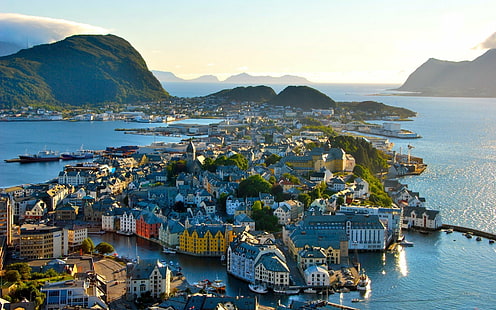 Градове, Алесунд, Норвегия, HD тапет HD wallpaper