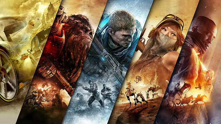 Microsoft, Jeu, Gears of War 4, Battlefield 1, Halo Wars 2, Forza Horizon 3, ReCore, Fond d'écran HD