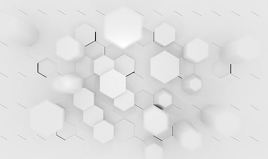 hexagon, vit, abstrakt, 3D abstrakt, HD tapet HD wallpaper