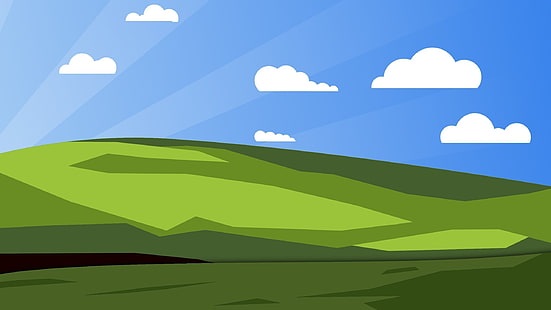 หญ้าสีเขียวภายใต้ท้องฟ้าสีฟ้าวอลล์เปเปอร์ความสุขความเรียบง่าย Windows XP, วอลล์เปเปอร์ HD HD wallpaper