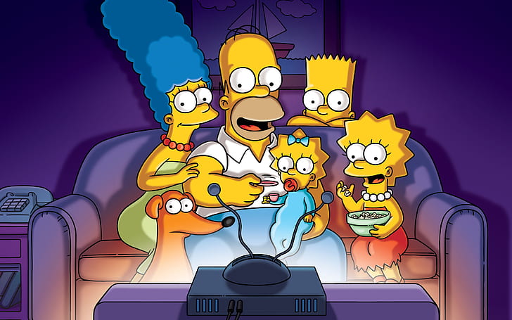 Simpsonowie, serial telewizyjny, Homer Simpson, Marge Simpson, Bart Simpson, Lisa Simpson, Maggie Simpson, Tapety HD