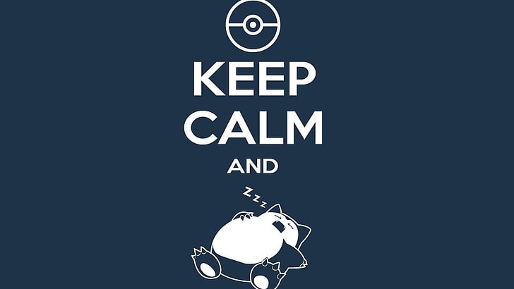 Pokemon Keep Calm и Snorlax текст, минимализм, HD обои
