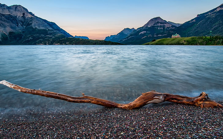 moldura de madeira marrom e preta, natureza, fotografia, paisagem, montanhas, lago, HD papel de parede