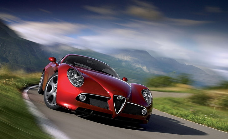 Alfa Romeo 8C Competizione, red sports car, Cars, Alfa Romeo, alfa romeo 8c competizione, HD wallpaper